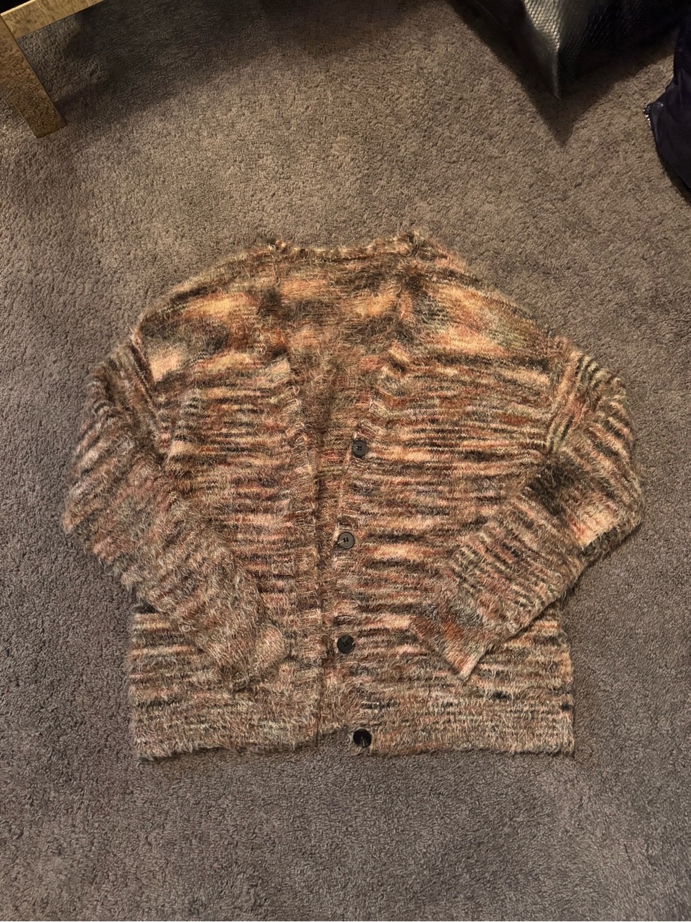 Women’s Multicolor Fuzzy Button-Front Sweater Cardigan